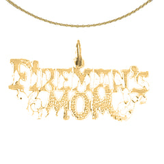 Sterling Silver Fireman's Mom Pendant (Rhodium or Yellow Gold-plated)