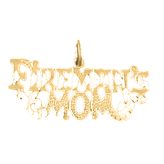 Yellow Gold-plated Silver Fireman's Mom Pendant