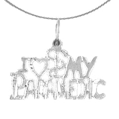 Sterling Silver I Love Paramedic Pendant (Rhodium or Yellow Gold-plated)