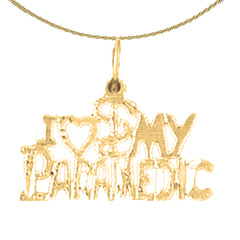 Sterling Silver I Love Paramedic Pendant (Rhodium or Yellow Gold-plated)