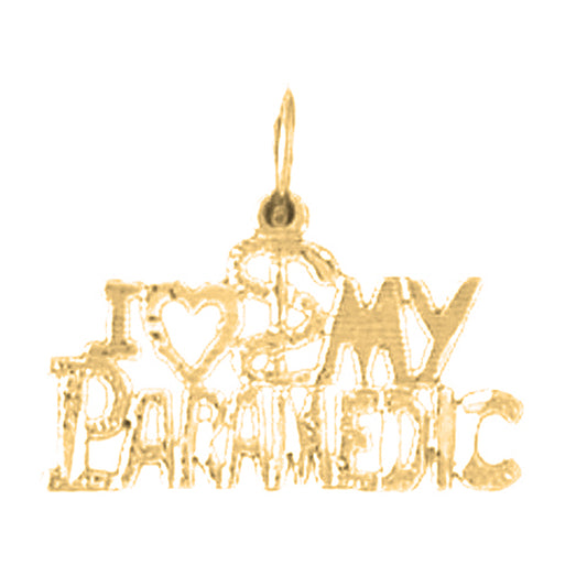 Yellow Gold-plated Silver I Love Paramedic Pendant