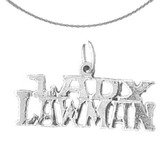 Sterling Silver Lady Lawman Pendant (Rhodium or Yellow Gold-plated)