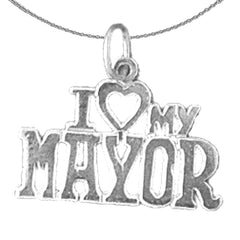 Sterling Silver I Love My Mayor Pendant (Rhodium or Yellow Gold-plated)