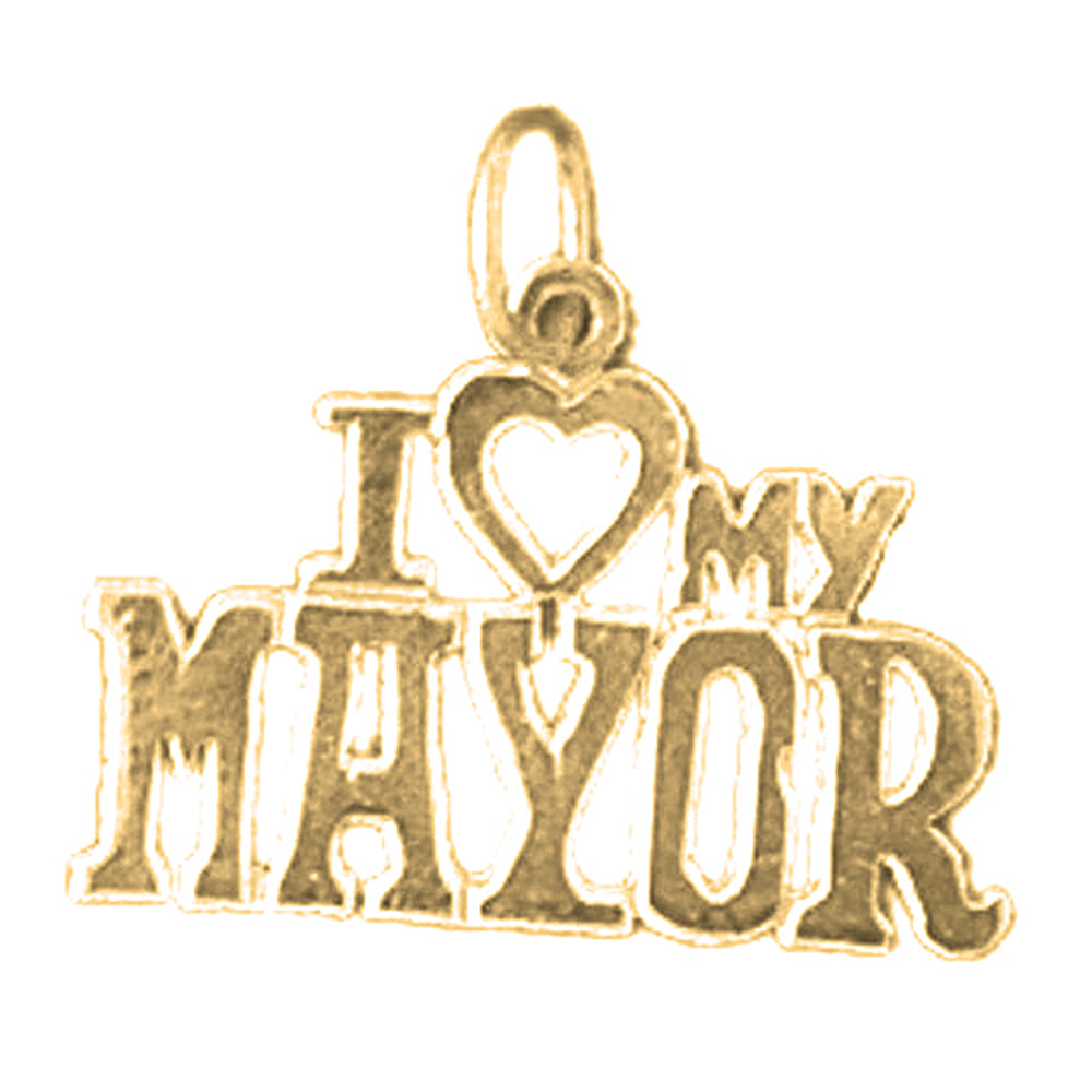 Yellow Gold-plated Silver I Love My Mayor Pendant