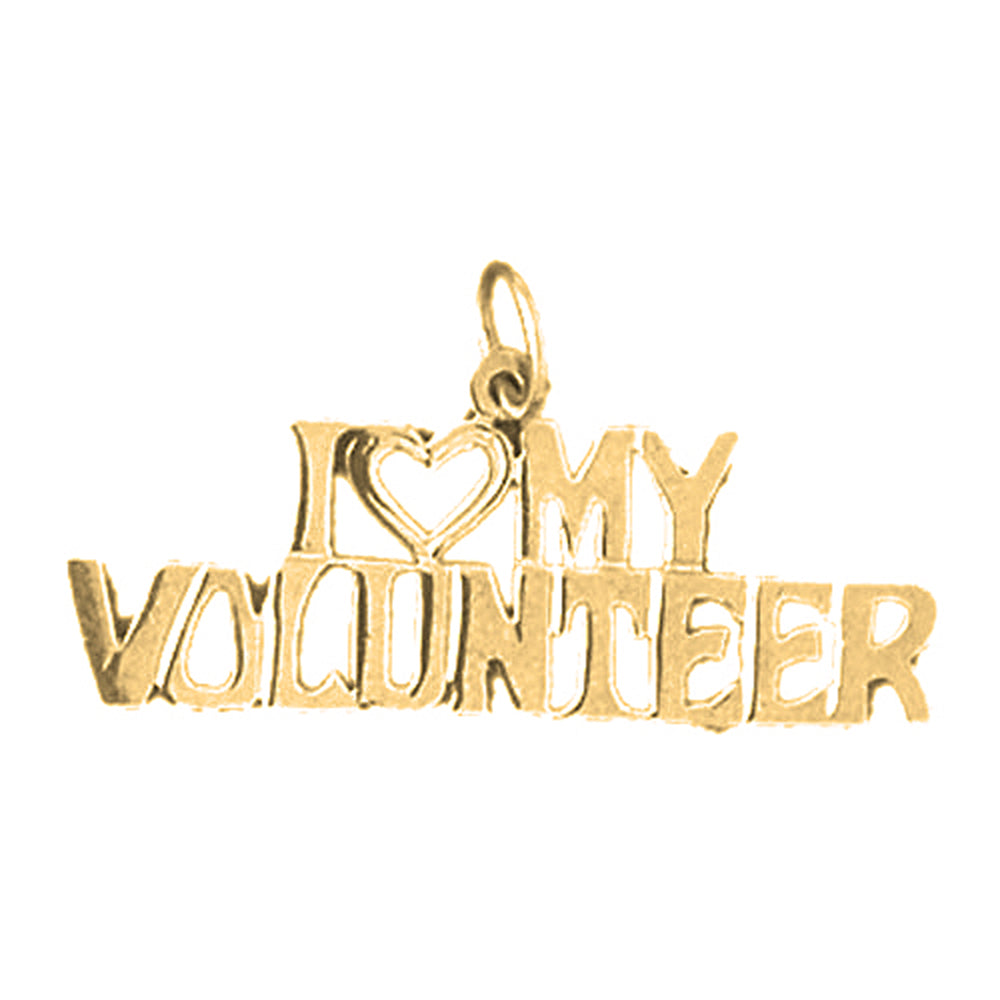 Yellow Gold-plated Silver I Love My Volunteer Pendant