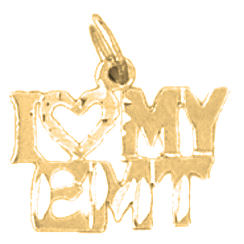 Yellow Gold-plated Silver I Love My Emt Pendant