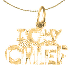 Sterling Silver I Love My Chief Pendant (Rhodium or Yellow Gold-plated)