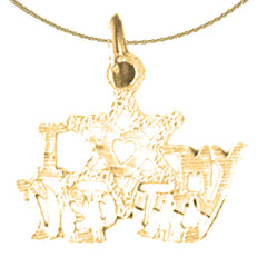 Sterling Silver I Love My Deputy Pendant (Rhodium or Yellow Gold-plated)