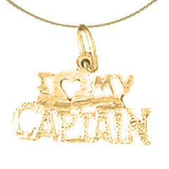 Sterling Silver I Love My Captain Pendant (Rhodium or Yellow Gold-plated)