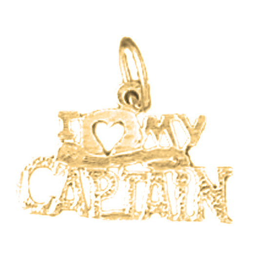 Yellow Gold-plated Silver I Love My Captain Pendant