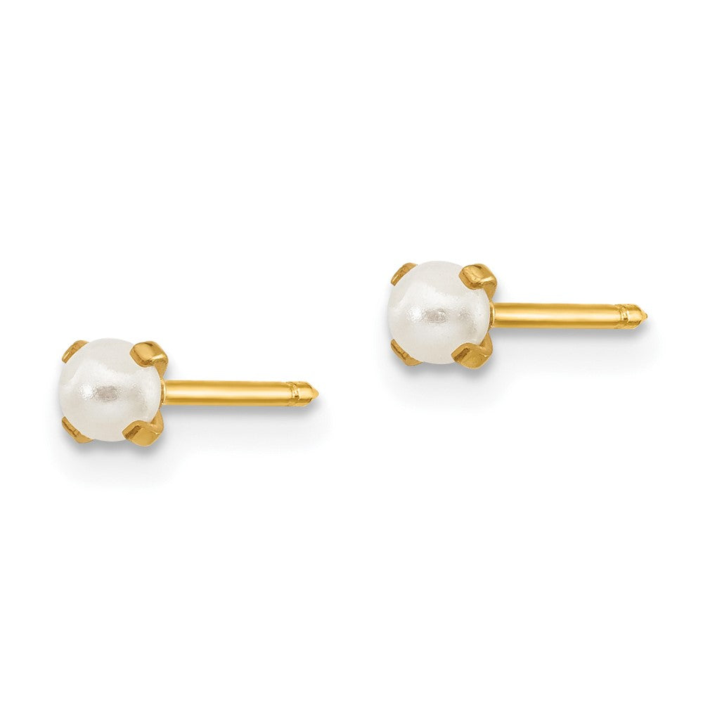 Inverness 14K Yellow Gold 3mm Simulated Pearl Post Earrings
