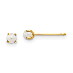 Inverness 14K Yellow Gold 3mm Simulated Pearl Post Earrings