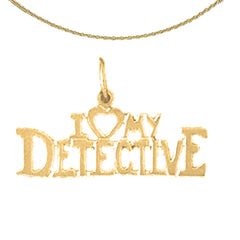 Anhänger „I Love My Detective“ aus Sterlingsilber (rhodiniert oder gelbvergoldet)
