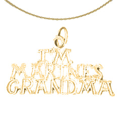 Sterling Silver I'M Marines Grandma Pendant (Rhodium or Yellow Gold-plated)