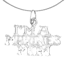 Sterling Silver I'M Marines Mom Pendant (Rhodium or Yellow Gold-plated)