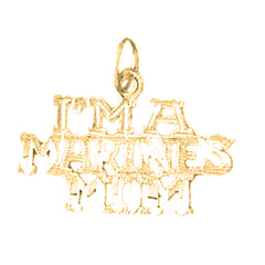 Yellow Gold-plated Silver I'M Marines Mom Pendant