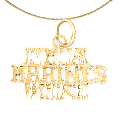 Sterling Silver I'M Marines Wife Pendant (Rhodium or Yellow Gold-plated)