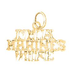 Yellow Gold-plated Silver I'M Marines Wife Pendant
