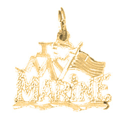 Yellow Gold-plated Silver I Love My Marine Pendant