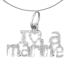 Sterling Silver I Love A Marine Pendant (Rhodium or Yellow Gold-plated)