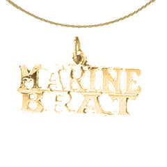 Sterling Silver Marine Brat Pendant (Rhodium or Yellow Gold-plated)