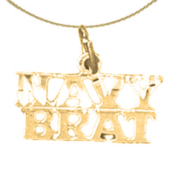 Sterling Silver Navy Brat Pendant (Rhodium or Yellow Gold-plated)