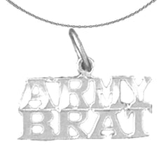 Sterling Silver Army Brat Pendant (Rhodium or Yellow Gold-plated)