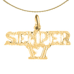 Sterling Silver Semper Fi Pendant (Rhodium or Yellow Gold-plated)