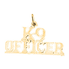 Yellow Gold-plated Silver K-9 Officer Pendant
