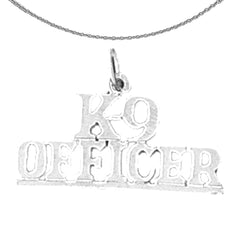 Sterling Silver K-9 Officer Pendant (Rhodium or Yellow Gold-plated)
