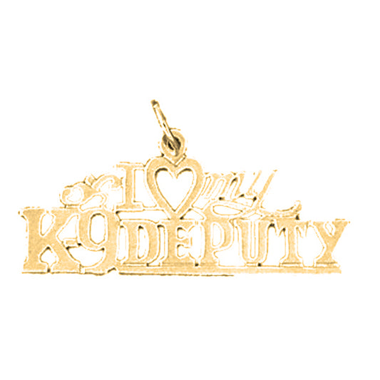 Yellow Gold-plated Silver I Love K-9 Deputy Pendant