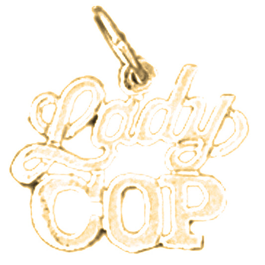 Yellow Gold-plated Silver Lady Cop Pendant