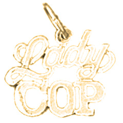 Yellow Gold-plated Silver Lady Cop Pendant