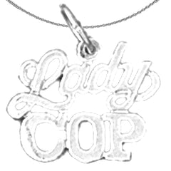 Sterling Silver Lady Cop Pendant (Rhodium or Yellow Gold-plated)