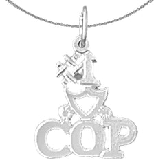 Sterling Silver #1 Cop Pendant (Rhodium or Yellow Gold-plated)
