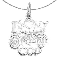 Sterling Silver I Love My Cop Pendant (Rhodium or Yellow Gold-plated)