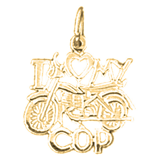 Yellow Gold-plated Silver I Love My Cop Pendant