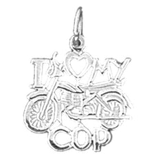 Sterling Silver I Love My Cop Pendant