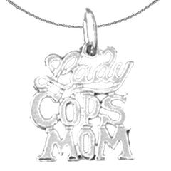 Sterling Silver Lady Cops Mom Pendant (Rhodium or Yellow Gold-plated)
