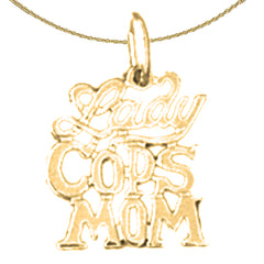 Sterling Silver Lady Cops Mom Pendant (Rhodium or Yellow Gold-plated)