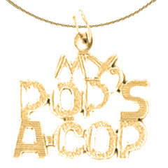 Sterling Silver My Pops A-Cop Pendant (Rhodium or Yellow Gold-plated)