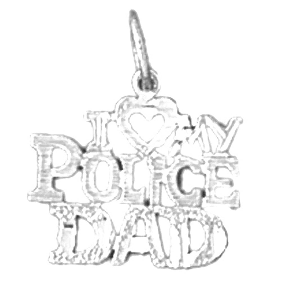 Sterling Silver I Love My Police Dad Pendant