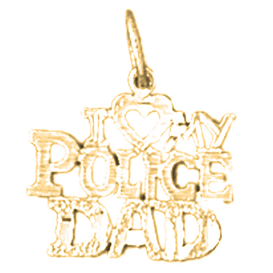 Yellow Gold-plated Silver I Love My Police Dad Pendant