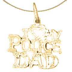14K or 18K Gold I Love My Police Dad Pendant
