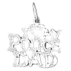 Sterling Silver I Love My Police Dad Pendant