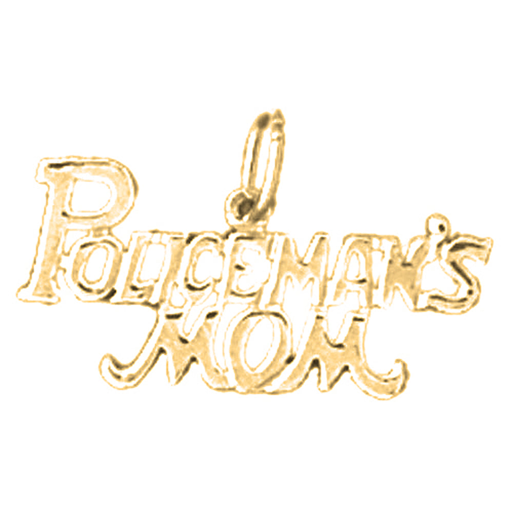 Yellow Gold-plated Silver Policeman's Mom Pendant