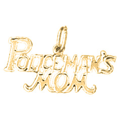 Yellow Gold-plated Silver Policeman's Mom Pendant
