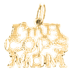 Yellow Gold-plated Silver I'M A Cops Mom Pendant