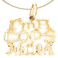 Sterling Silver I'M A Cops Mom Pendant (Rhodium or Yellow Gold-plated)