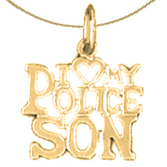 Sterling Silver I Love My Police Son Pendant (Rhodium or Yellow Gold-plated)